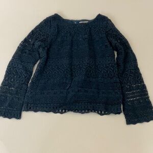 Navy Crochet Lace Top